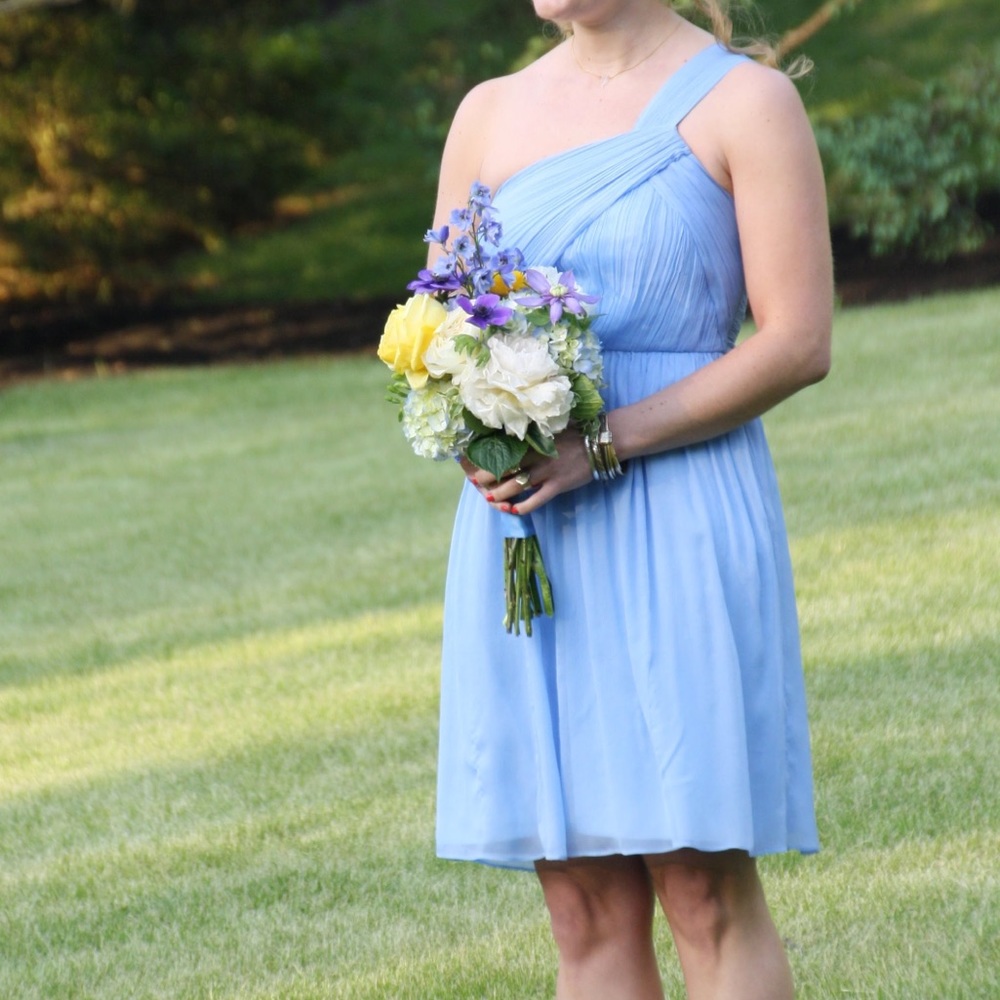 J.crew Light Blue Crinkle Chiffon bridesmaid dress